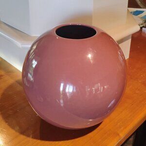 Vtg 80s Royal Haeger Large Round Orb Vase Mauve Pink Desert Rose #4306 8" Tall